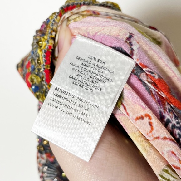 New Camilla Tie Waist Strapless Jumpsuit Artesania Mania 100% Silk Red Small - Picture 11 of 13